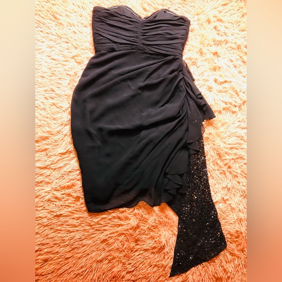 Badgley Mischka Corset Bodice Asymmetric Drape Strapless Mini Formal Dress. Sz 6 - Picture 2 of 10